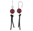 Серьги с красным фианитом и теляч кожей MAW062R 2009 г инфо 8780r.